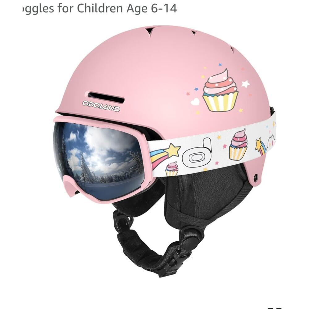 Odoland Kids Ski Helmet Goggles Set for Boys & Girls, Shockproof Windproof SMALL